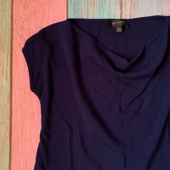 St. John short sleeve cowl neckline wool/rayon blouse - Picture 3 of 8